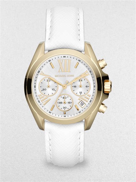 white michael kors watch leather